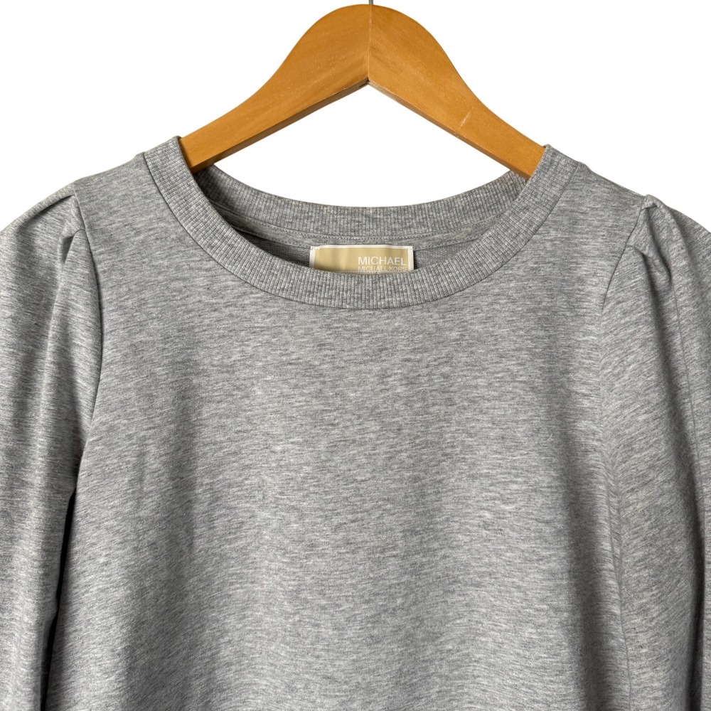 Michael‎ Kors Gray Puff Sleeve Lightweight Sweatshirt Pullover Top Size S - Picture 2 of 9